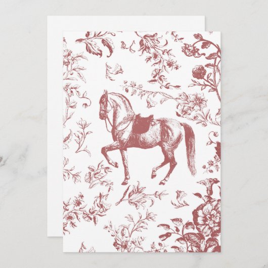 Elegant  Roze Rozenhout Bloemenpaard Kaart (Voorkant / Achterkant)