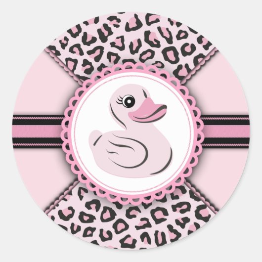 Elegant Roze Rubber Duck Baby shower Stickers (Voorkant)