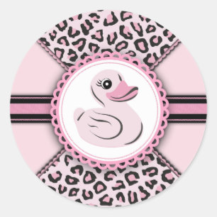 Elegant Roze Rubber Duck Baby shower Stickers
