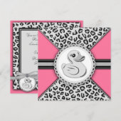 Elegant Roze Rubber Eend Baby shower Kaart (Voorkant / Achterkant)