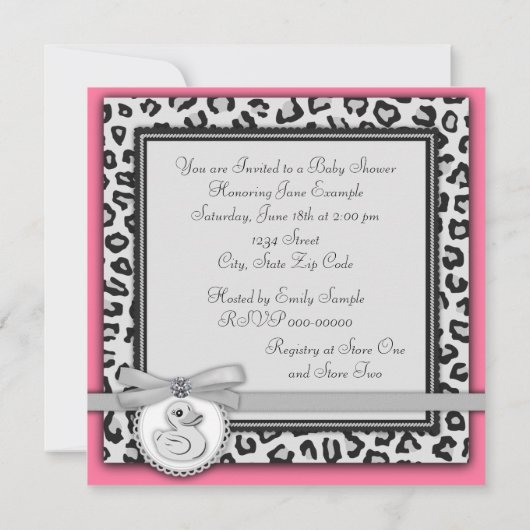 Elegant Roze Rubber Eend Baby shower Kaart (Achterkant)