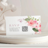 Elegant Roze Sakura Bloemen Bruiloft QR Code RSVP Informatiekaartje
