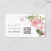 Elegant Roze Sakura Bloemen Bruiloft QR Code RSVP Informatiekaartje (Voorkant)