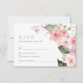 Elegant Roze Sakura Bloemen Bruiloft RSVP Kaart (Voorkant)