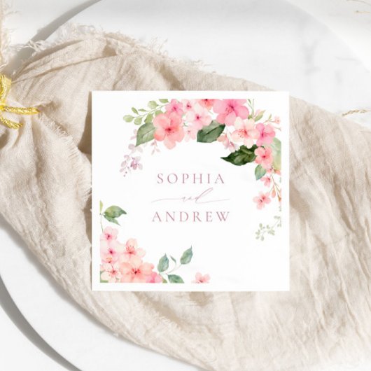 Elegant Roze Sakura Bloemen Bruiloft Servetten