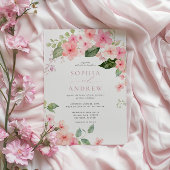 Elegant Roze Sakura Bloemen Bruiloft Uitnodiging