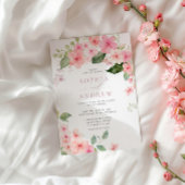 Elegant Roze Sakura Bloemen Bruiloft Uitnodiging