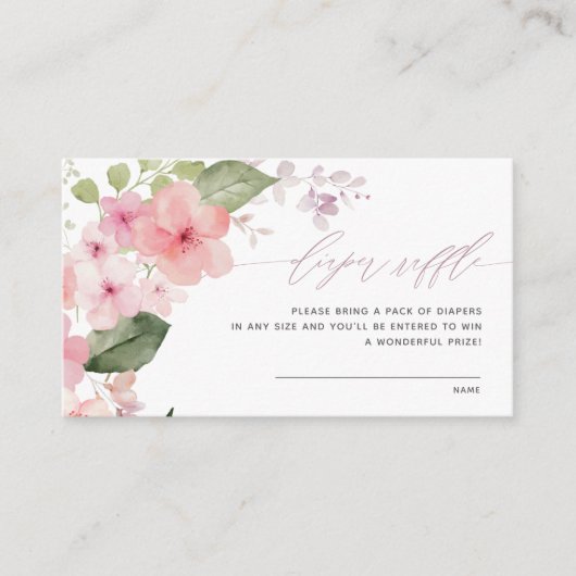 Elegant Roze Sakura Bloemen Luier Raffle Informatiekaartje (Voorkant)