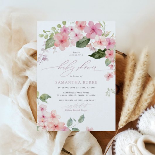 Elegant Roze Sakura Flowers Baby shower Kaart