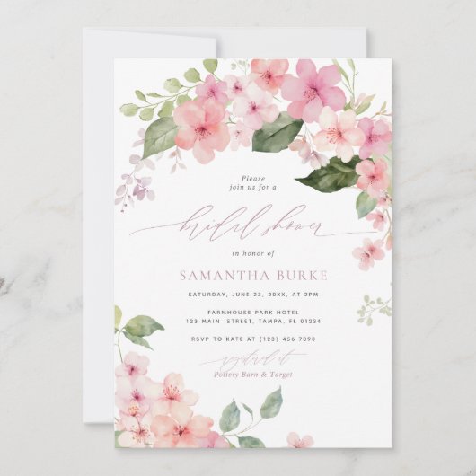 Elegant Roze Sakura Flowers Vrijgezellenfeest Kaart (Voorkant)