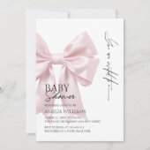 Elegant Roze Satijn Bow Baby shower Kaart (Voorkant)