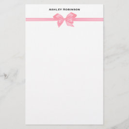 Elegant Roze Satin Bow op White Briefpapier