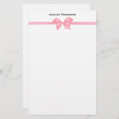 Elegant Roze Satin Bow op White Briefpapier (Voorkant / Achterkant)