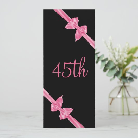 Elegant Roze Satin Bows 45th Birthday Kaart (Staand voorkant)
