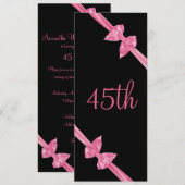 Elegant Roze Satin Bows 45th Birthday Kaart (Voorkant / Achterkant)