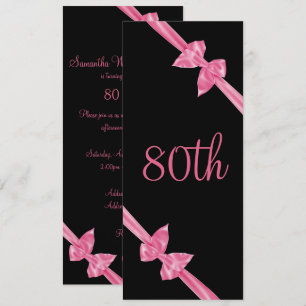 Elegant Roze Satin Bows 80th Birthday Kaart