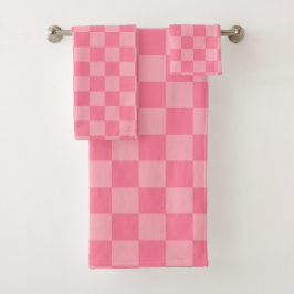 Elegant roze schaakbord bad handdoek