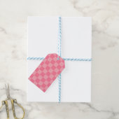 Elegant roze schaakbord cadeaulabel (Met Touw)