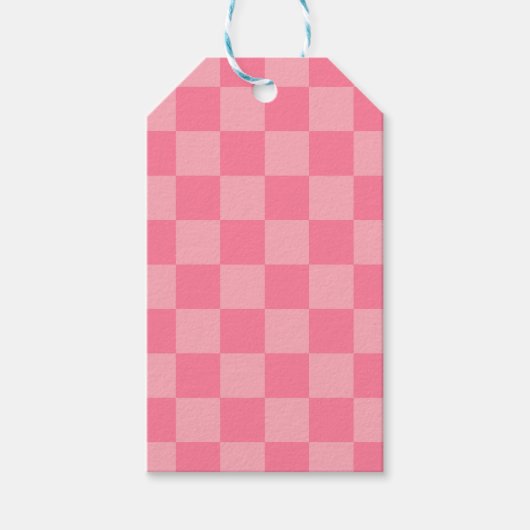 Elegant roze schaakbord cadeaulabel (Voorkant)