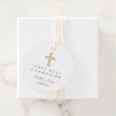 Elegant Roze Schrift Eerste Communie Rond Bedankjes Labels (In situ)