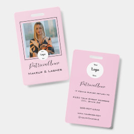 Elegant Roze Schrift Foto Logo Make-up Badge