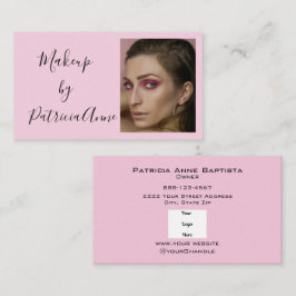 Elegant Roze Schrift Logo Foto Make-up Visitekaartje