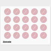 Elegant Roze Schrift Monogram Huwelijk Ronde Sticker (Vel)