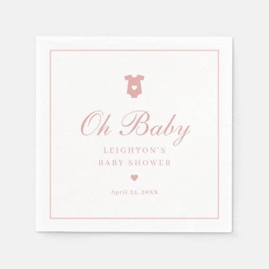 Elegant Roze Script Baby shower Servet (Voorkant)