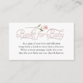 Elegant Roze Script Boeken voor Baby Girl Shower Informatiekaartje (Voorkant)