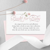 Elegant Roze Script Boeken voor Baby Girl Shower Informatiekaartje