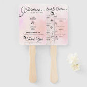 Elegant roze Script bruiloft programma en tijdlijn Handwaaier (Voorkant en achterkant)