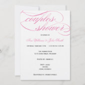 Elegant roze Script Couples Shower Invitation Kaart (Voorkant)