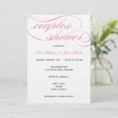 Elegant roze Script Couples Shower Invitation Kaart (Staand voorkant)