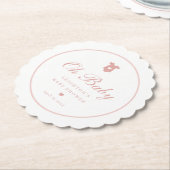 Elegant Roze Script Meisjes Oh Baby shower Kartonnen Onderzetters (Gekanteld)