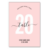 Elegant Roze Script Modern Tafelnummer (Achterkant)
