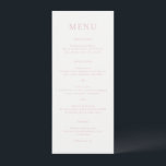 Elegant Roze Script Monogram Bruiloft Menu<br><div class="desc">Elegante bruiloftsmenu met een klassiek ontwerp met uw monogram in een scriptlettertype samen met uw menu in een traditioneel schreeflettertype.</div>