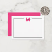 Elegant Roze Script Monogram Notitiekaartje (Voorkant / Achterkant in situ)