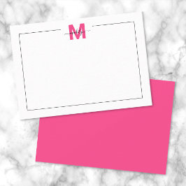 Elegant Roze Script Monogram Notitiekaartje
