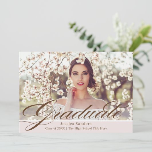 Elegant roze  scriptfotograaf Partij Kaart (Staand voorkant)