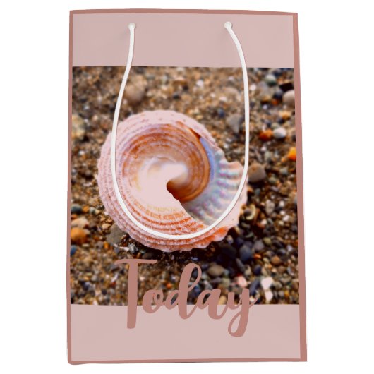 Elegant Roze Seashell Custom Gift Bag Medium Cadeauzakje (Voorkant)