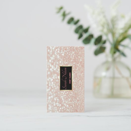 Elegant Roze Sequins Visitekaartje (Staand voorkant)
