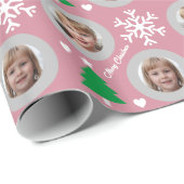 Elegant roze serie Foto aangepast kerstfeest Cadeaupapier (Rol Hoek)