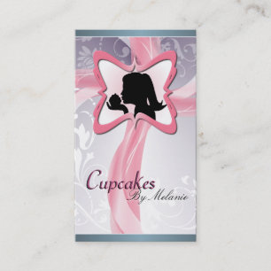 Elegant roze Silhouette Cupcake Visitekaartje