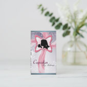 Elegant roze Silhouette Cupcake Visitekaartje (Staand voorkant)