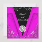 Elegant roze Silver Black Birthday 30th Kaart (Voorkant)