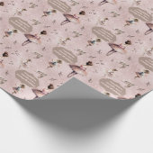 Elegant roze Silver Name Age Text Ballet Tutu Cadeaupapier (Hoek)