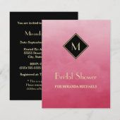 Elegant roze Simple Gold Monogram Vrijgezellenfees Kaart (Voorkant / Achterkant)