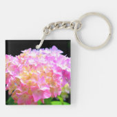 Elegant Roze sinaasappel bloemen hortensia's Sleutelhanger (Achterkant)