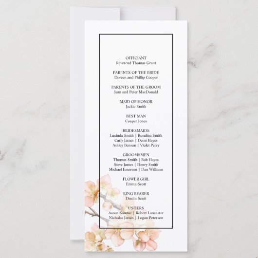 Elegant roze Sinaasappel bloesems elegant script (Achterkant)