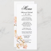 Elegant roze Sinaasappel bloesems elegant script Menu (Voorkant / Achterkant)